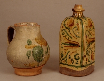 Brocca e bottiglia in ceramica graffita da Este (XVI-XVII sec.)